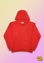 Lade das Bild in den Galerie-Viewer, "SMILE" FIRE RED ZIP HOODIE